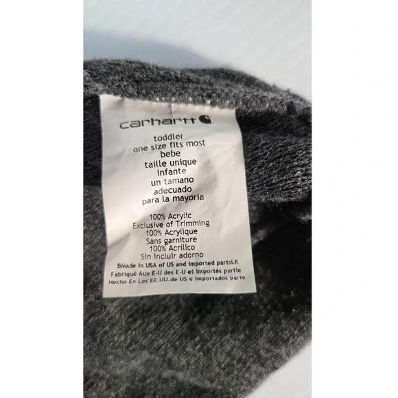 Carhartt Toddler Beanie Hat Knit Cuffed Winter Warm Gray One Size - Picture 4 of 4